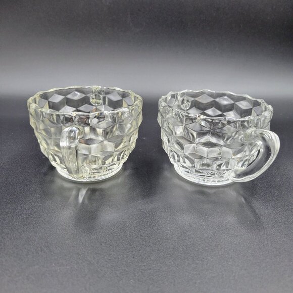 Vintage Sugar Bowls Cubist Cube Clear Glass Serving Kitchen Candy Dish Read - Picture 8 of 13